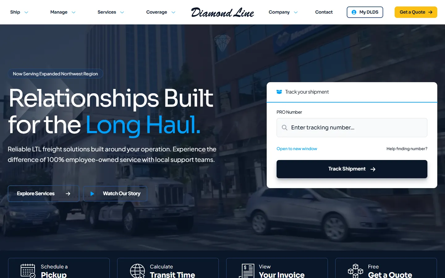 Diamond Line Delivery website